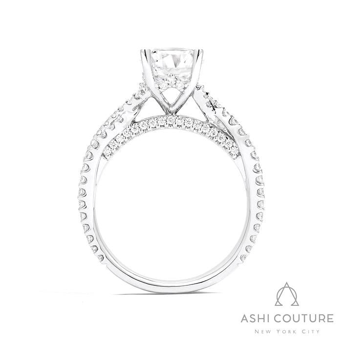 Bridal Bypass Round Semi-Mount Engagement Ring in White Gold