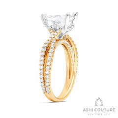 Bridal Bypass Pear Semi-Mount Engagement Ring in Yellow and White Gold