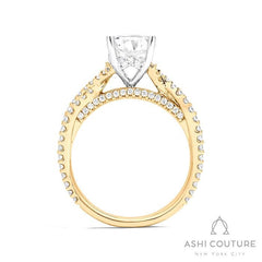Bridal Bypass Round Semi-Mount Engagement Ring in Yellow and White Gold