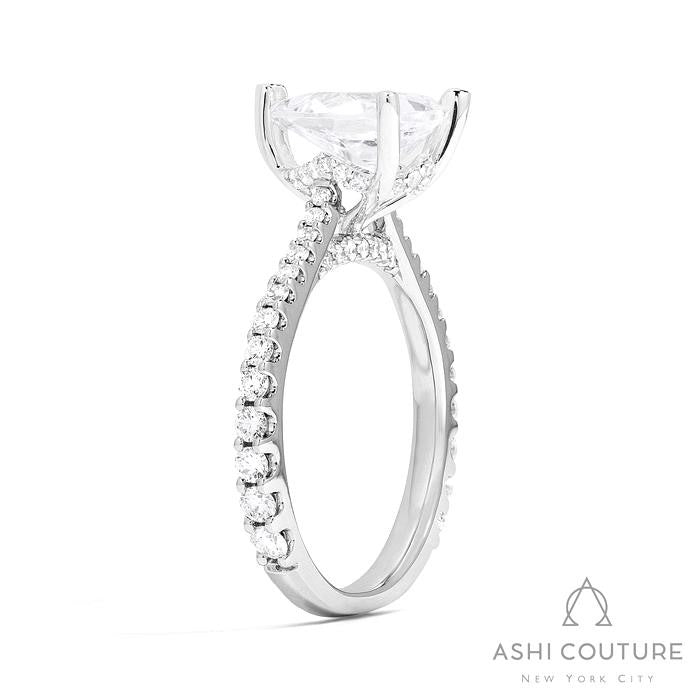 Bridal Classic Diamond Pave Pear Semi-Mount Engagement Ring in White Gold