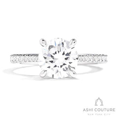 Bridal Classic Diamond Pave Round Semi-Mount Engagement Ring in White Gold
