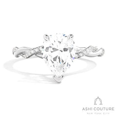 Bridal Alternate Diamond Twisted Pear Semi-Mount Engagement Ring in White Gold