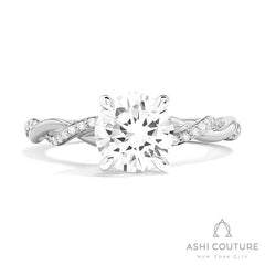 Bridal Alternate Diamond Twisted Round Semi-Mount Engagement Ring in White Gold