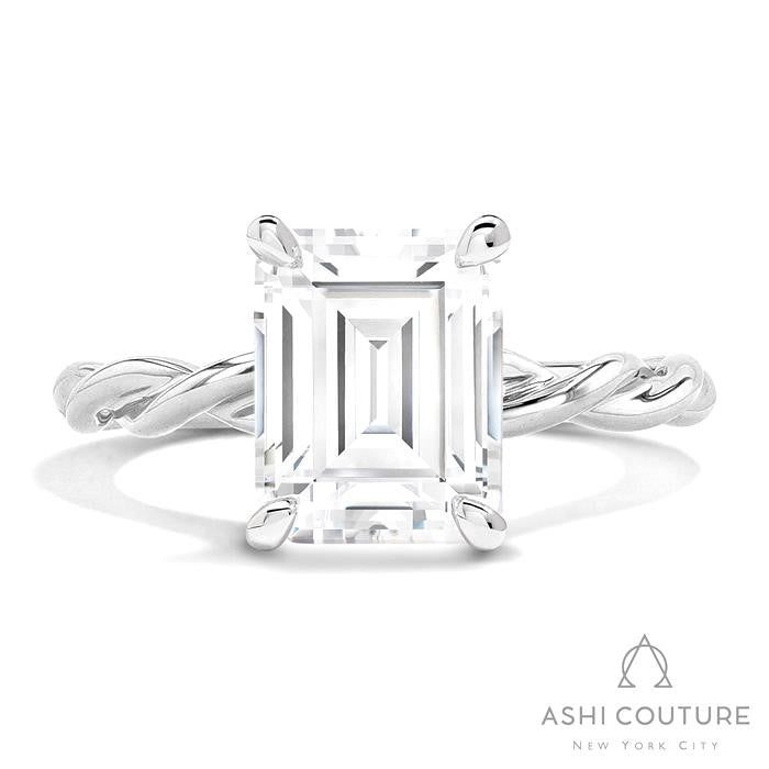 Bridal Emerald Twisted Semi-Mount Engagement Ring in White Gold