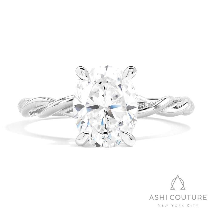 Bridal Oval Twisted Semi-Mount Engagement Ring in White Gold