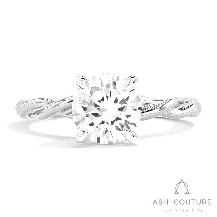 Bridal Round Twisted Semi-Mount Engagement Ring in White Gold