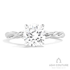 Bridal Round Twisted Semi-Mount Engagement Ring in White Gold