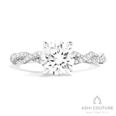 Bridal Diamond Twisted Round Semi-Mount Engagement Ring in White Gold