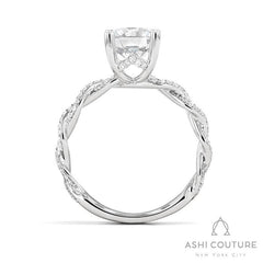 Bridal Diamond Twisted Round Semi-Mount Engagement Ring in White Gold