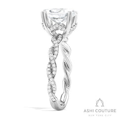 Bridal Diamond Twisted Oval Semi-Mount Engagement Ring in White Gold