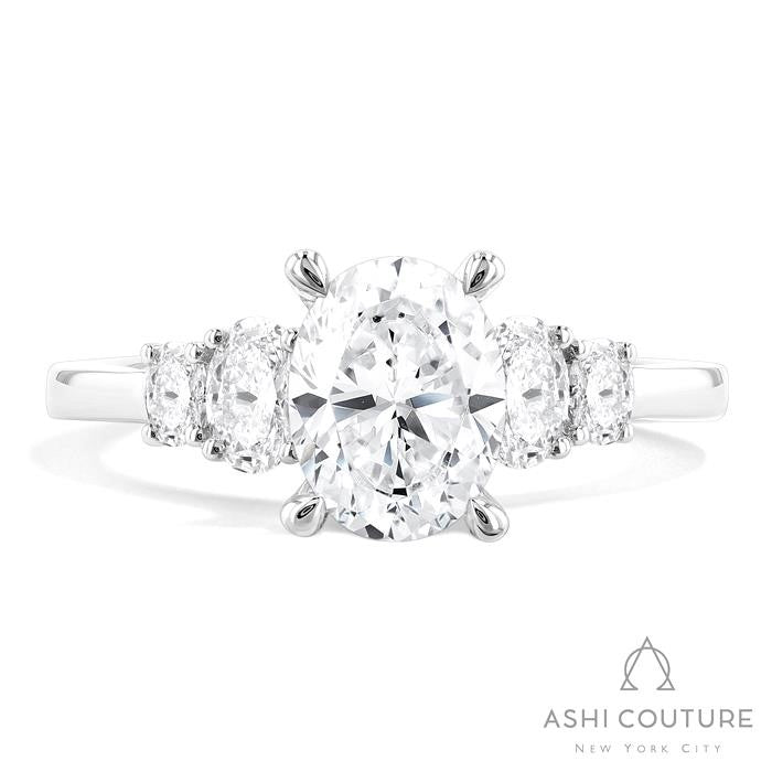 Bridal Oval 5-Stone Semi-Mount Engagement Ring in White Gold