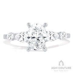 Bridal Oval 5-Stone Semi-Mount Engagement Ring With Pear Side Diamonds in White Gold