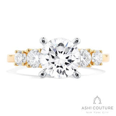5-Stone Semi-Mount Engagement Ring in Yellow and White Gold
