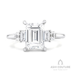 Bridal 5-Stone Emerald Semi-Mount Engagement Ring in White Gold