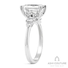 Bridal 5-Stone Emerald Semi-Mount Engagement Ring in White Gold