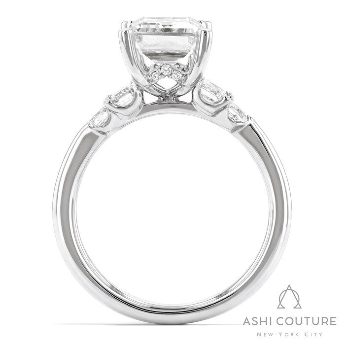 Bridal 5-Stone Emerald Semi-Mount Engagement Ring in White Gold