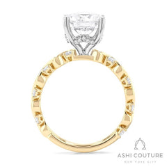 Bridal Round Semi-Mount Engagement Ring in Yellow and White Gold