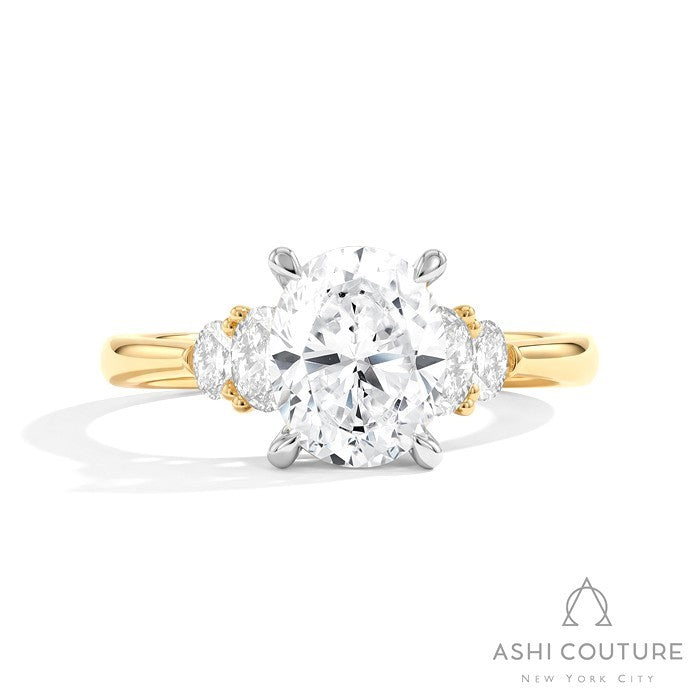 Bridal 5-Stone Oval Semi-Mount Engagement Ring in Yellow and White Gold