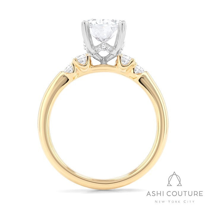 Bridal 5-Stone Oval Semi-Mount Engagement Ring in Yellow and White Gold