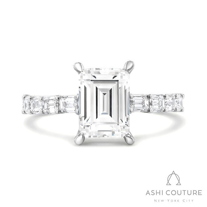 Bridal Emerald Semi-Mount Engagement Ring in White Gold