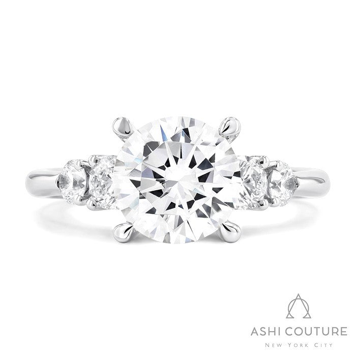 Bridal 5-Stone Round Semi-Mount Engagement Ring in White Gold