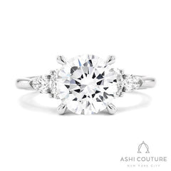 Bridal 5 Stone Round Semi-Mount Engagement Ring in White Gold