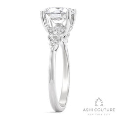 Bridal 5 Stone Round Semi-Mount Engagement Ring in White Gold